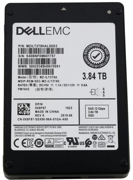 MZILT3T8HALS0D3 - Samsung 3.84TB 12Gb/s SAS Read Intensive Tlc 2.5-inch Solid State Drive Pm1643 Dell Oem