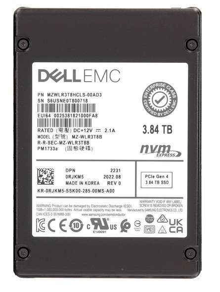 MZ-WLR3T8B - Samsung 3.84TB PCI Express NVMe 4.0 x4 Read Intensive 2.5-In Enterprise Solid State Drive