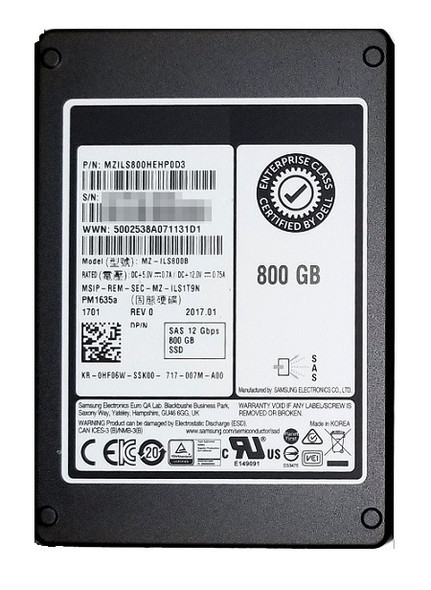 MZ-ILS800B - Samsung PM1635a 800GB SAS 12Gb/s Triple-Level Cell 2.5-inch Solid State Drive Dell Oem