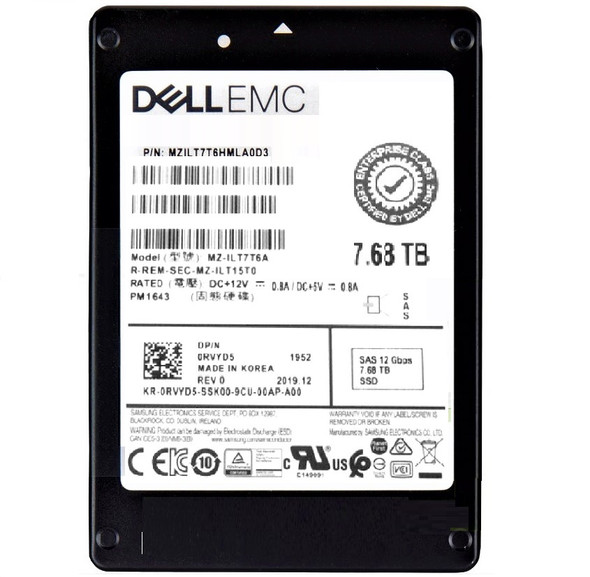 MZILT7T6HMLA0D3 - Samsung PM1643 Series 7.68TB SAS 12Gb/s Triple-Level Cell Read Intensive 2.5-inch Enterprise Solid State Drive Dell Oem
