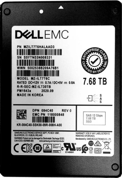 MZILT7T6HALAAD3 - Samsung PM1643a 7.68TB SAS 12Gb/s TLC 2.5-inch Solid State Drive