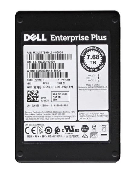 MZILS7T6HMLS-000D4 - Samsung PM1643a Series 7.68TB SAS 12Gb/s Triple-Level Cell 2.5-inch Solid State Drive Dell Compellent Oem