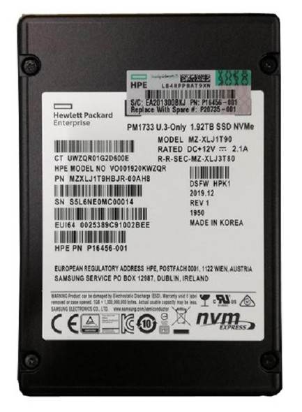 MZ-XLJ1T90 - Samsung PM1733 Series 1.92TB PCI-Express 4.0 X8 NVMe Mixed Used TLC U.3 2.5-inch Solid State Drive
