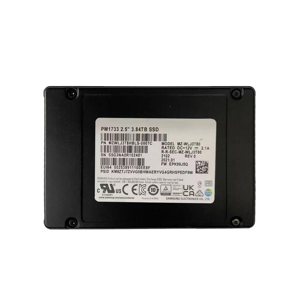 MZWLJ3T8HBLS-0007C - Samsung PM1733 Series 3.84TB PCI Express NVMe 4.0 x4 V-NAND 2.5-inch Enterprise Solid State Drive