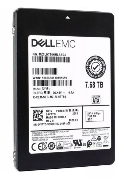 MZ7LH7T6HMLAAD3 - Samsung PM883 7.68TB SATA 6Gb/s Triple Level Cell 2.5-inch SFF Solid State Drive Dell Oem