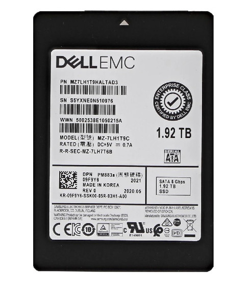 MZ-7LH1T9C - Samsung PM883A Series 1.92TB SATA 6Gb/s Triple-Level Cell Read Intensive 512e 2.5-inch Solid State Drive Dell Oem