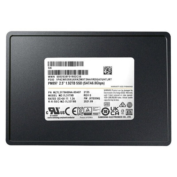 MZ-7L31T9B - Samsung PM897 Series 1.92TB SATA 6Gb/s Mixed Use 2.5-inch Solid State Drive