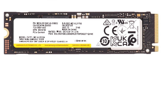 MZ-VL2512A - Samsung PM9A1 Series 512GB PCI Express NVMe 4.0 x4 M.2 2280Solid State Drive