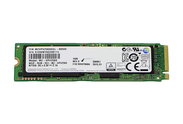 MZVPV256HDGL-00000 - Samsung SM951 Series 256GB PCI-Express Gen 3.0 X4 NVMe MLC M.2 2280 Solid State Drive