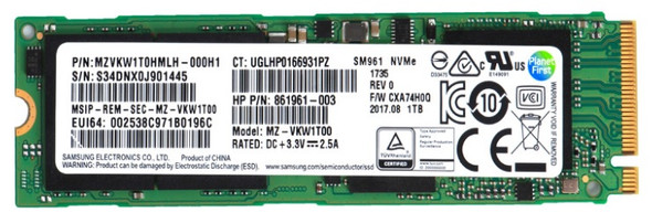 MZ-VKW1T00 - Samsung SM961 Series 1TB PCI-Express 3.0 x4 NVMe MLC M.2 2280 Solid State Drive