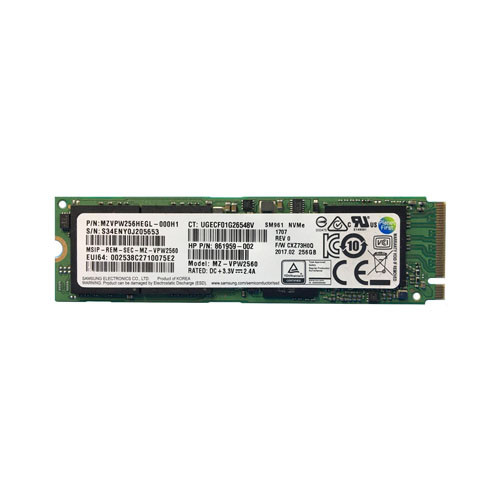 MZVPW256HEGL-000H1 - Samsung SM961 Series 256GB PCI-Express Gen 3.0 X4 NVMe MLC M.2 2280 Solid State Drive