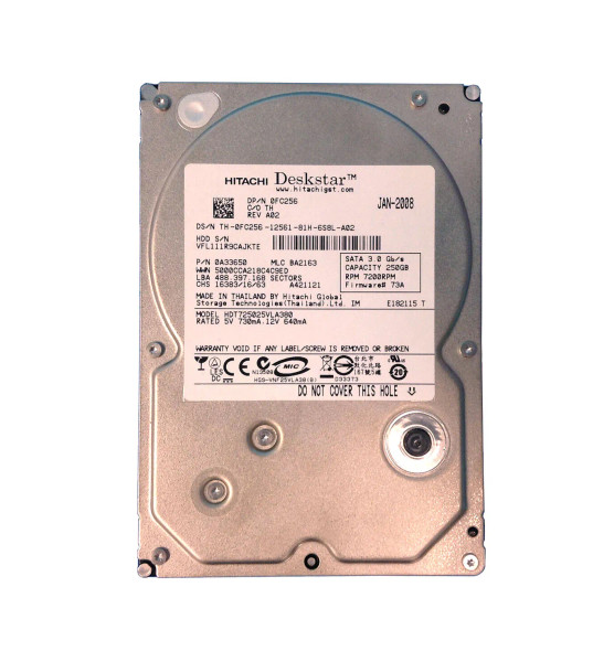 FC256 - Dell 250GB 7200RPM SATA 3Gb/s 8MB Cache 3.5-inch Hard Drive