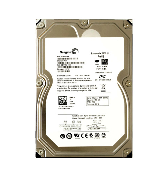 GP218 - Dell 750GB 7200RPM SATA 3.5-inch Hard Drive