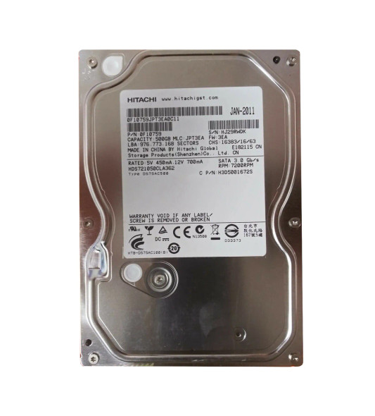0F10759 - HGST Deskstar 7K1000.C Series 500GB 7200RPM SATA 3Gb/s 16MB Cache 3.5-inch Hard Drive