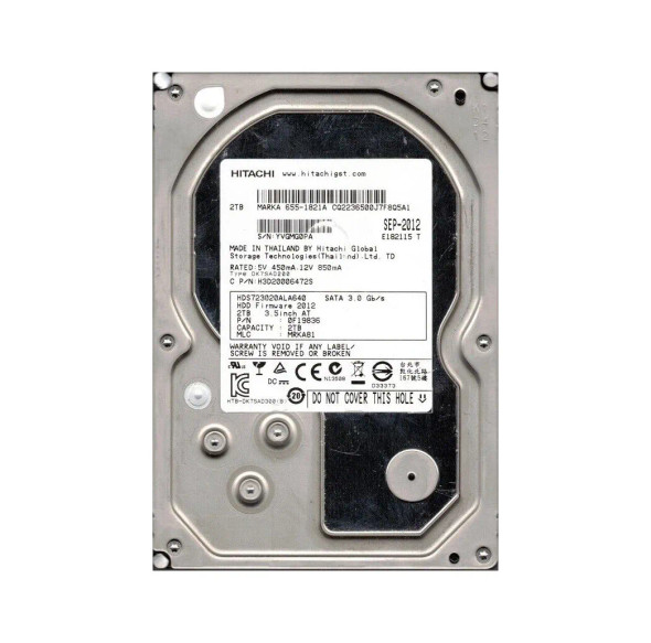 HDS723020ALA640 - HGST Deskstar 7K3000 Series 2TB 7200RPM SATA 3Gb/s 64MB Cache (512) 3.5-inch Hard Drive