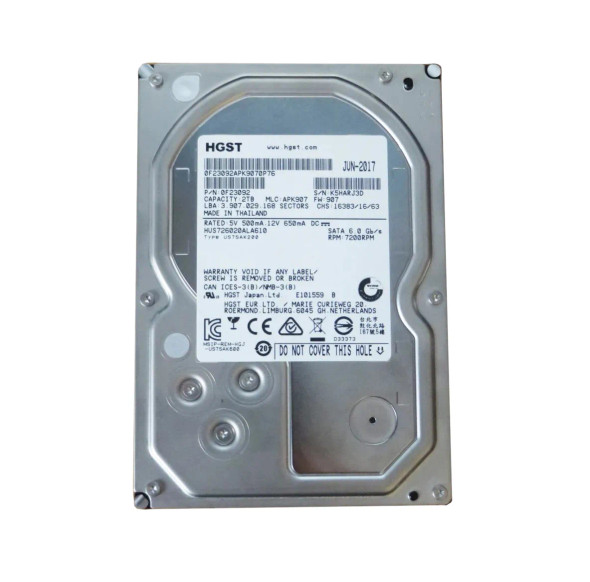 HUS726020ALA610 - HGST Hitachi Ultrastar 7K6000 2TB 7200RPM SATA 6Gb/s 128MB Cache (ISE / 512n) 3.5-inch Hard Drive