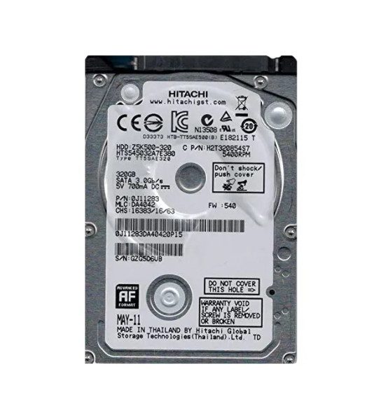 0J11283 - HGST Travelstar Z5K500 Series 320GB 5400RPM SATA 3Gb/s 8MB Cache 2.5-inch Hard Drive