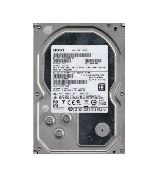 0F17731 - HGST Ultrastar 7K4000 Series 3TB 7200RPM SATA 6Gb/s 64MB Cache (512e / TCG) 3.5-inch Hard Drive