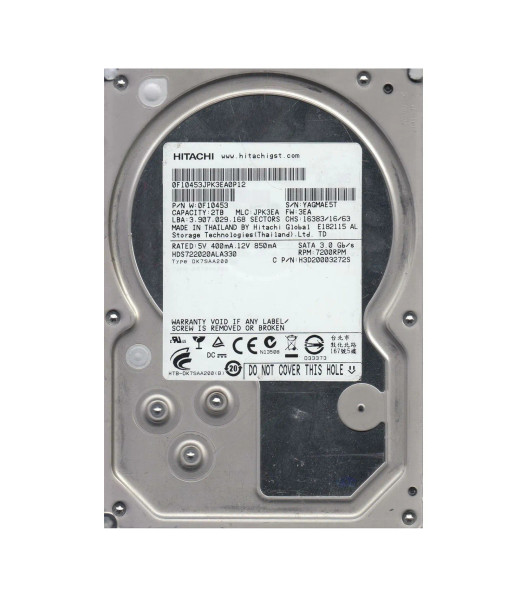 0F10453 - Hitachi Deskstar 7K2000 2TB 7200RPM SATA 3Gb/s 32MB Cache 3.5-inch Hard Drive