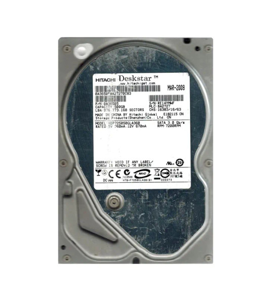 0A36505 - Hitachi Deskstar P7K500 Series 500GB 7200RPM SATA 3Gb/s 16MB Cache 3.5-inch Hard Drive