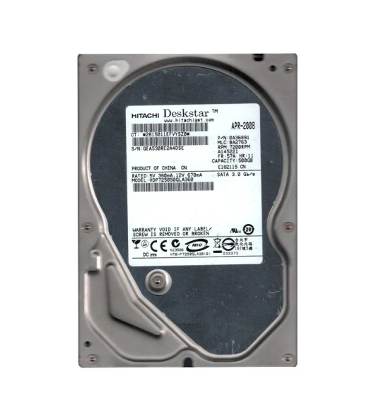 0A36891 - Hitachi Deskstar P7K500 Series 500GB 7200RPM SATA 3Gb/s 16MB Cache 3.5-inch Hard Drive