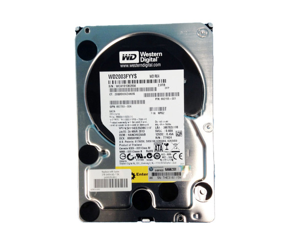 682155-001 - HPE 2TB 7200RPM SATA 6Gb/s SC 3.5-inch Hard Drive for ProLiant G8 and G9