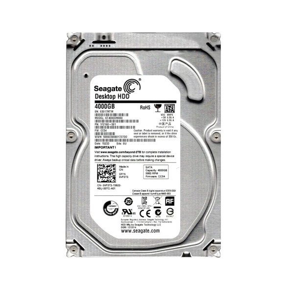 1F2168-501 - Seagate 4TB 5900RPM SATA 6.0 Gb/s 3.5 64MB Cache Desktop Hard Drive