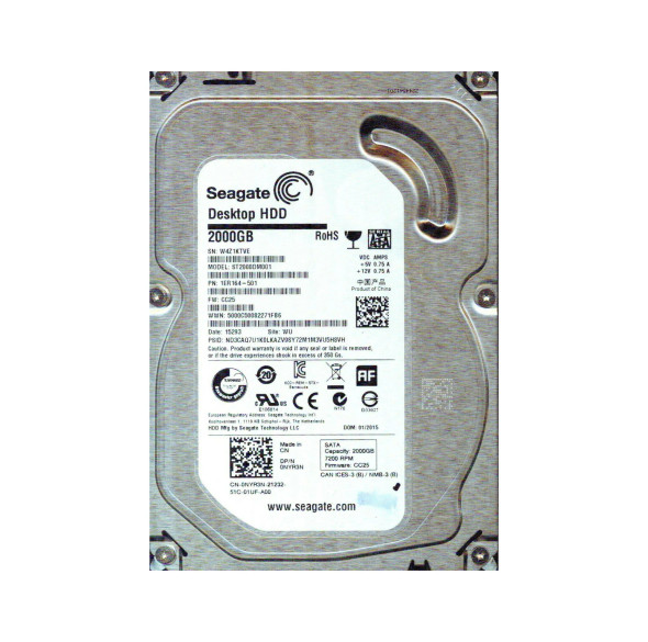 1ER164-501 - Seagate Barracuda 2TB 7200RPM SATA 6Gb/s 64MB Cache 3.5-inch Hard Drive