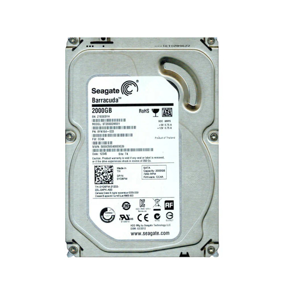 9YN164-033 - Seagate Barracuda 2TB 7200RPM SATA 6Gb/s 64MB Cache 3.5-inch Hard Drive