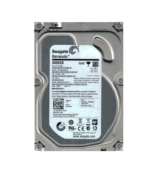 1CH166-033 - Seagate Barracuda 3TB 7200RPM 64MB Cache SATA 6Gb/s 3.5-inch Hard Drive