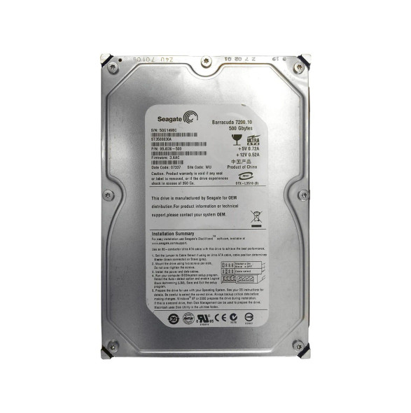 9BJ036-500 - Seagate Barracuda 7200.10 500GB 7200RPM ATA-100 8MB Cache 3.5-inch Hard Drive