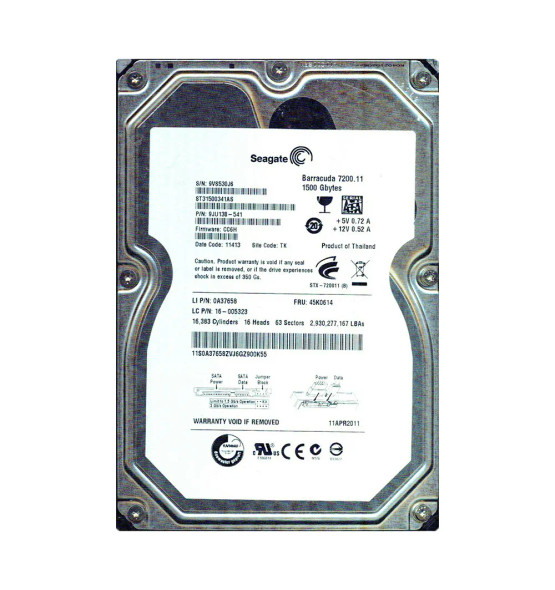 9JU138-541 - Seagate Barracuda 7200.11 1.5TB 7200RPM 32MB Cache SATA 3Gb/s 3.5-inch Hard Drive