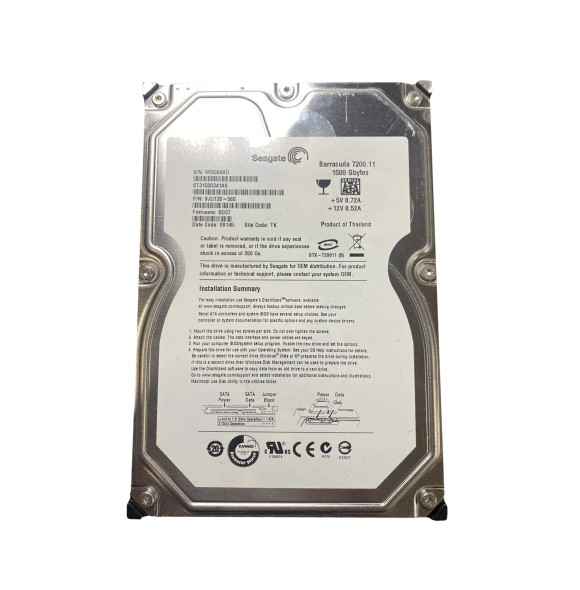 9JU138-568 - Seagate Barracuda 7200.11 1.5TB 7200RPM 32MB Cache SATA 3Gb/s 3.5-inch Hard Drive