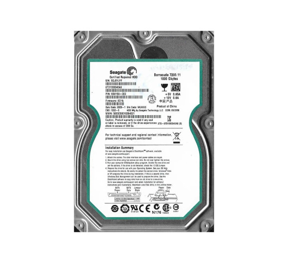 9BX158-303 - Seagate Barracuda 7200.11 1TB 7200RPM 32MB Cache SATA 3Gb/s 3.5-inch Hard Drive