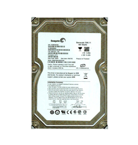 9BX134-100 - Seagate Barracuda 7200.11 500GB 7200RPM 8MB Cache SATA 3Gb/s 3.5-inch Hard Drive