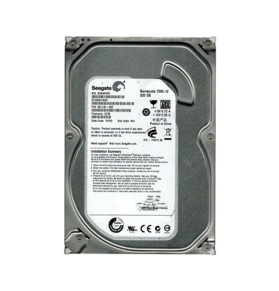 9SL14C-302 - Seagate Barracuda 7200.12 320GB 7200RPM SATA 3Gb/s 16MB Cache 3.5-inch Hard Drive