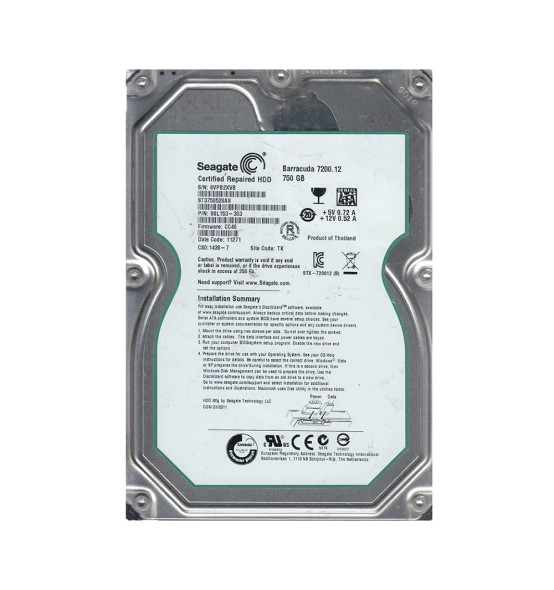 9SL153-303 - Seagate BarraCuda 7200.12 750GB 7200RPM SATA 3Gb/s 32MB Cache 3.5-inch Hard Drive