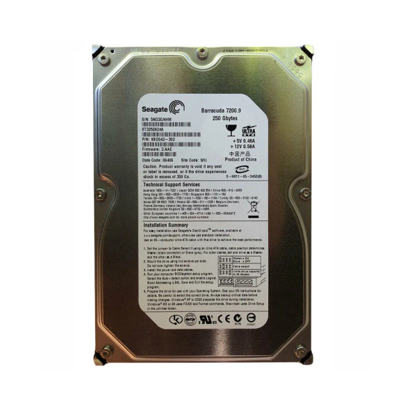 9BD043-303 - Seagate Barracuda 7200.9 250GB 7200RPM 16MB Cache ATA/100 3.5-inch Hard Drive