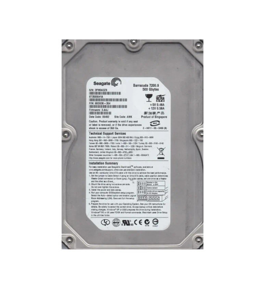 9BD038-304 - Seagate Barracuda 7200.9 500GB 7200RPM 8MB Cache ATA/100 3.5-inch Hard Drive