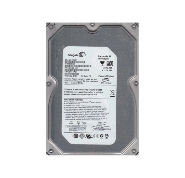 9BL146-371 - Seagate Barracuda ES 500GB 7200RPM 16MB Cache SATA 3Gb/s 3.5-inch Hard Drive