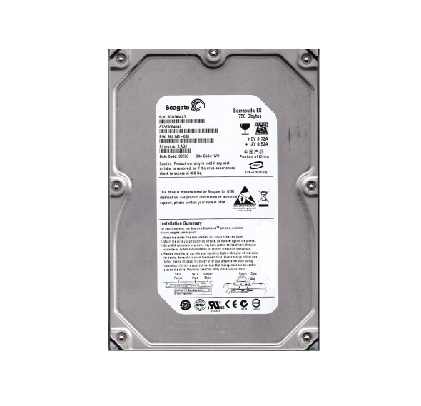 9BL148-038 - Seagate Barracuda ES 750GB 7200RPM SATA 3Gb/s 16MB Cache 3.5-inch Hard Drive