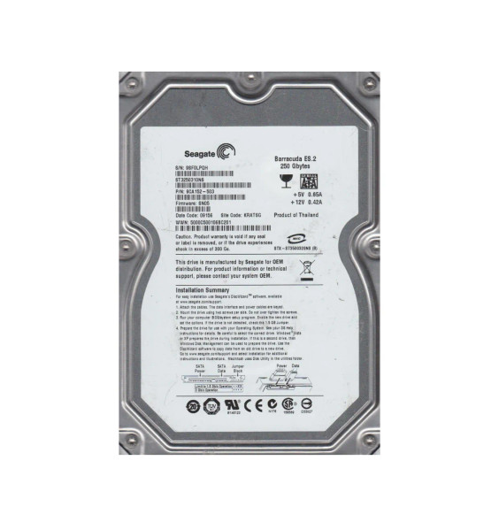 9CA152-503 - Seagate Barracuda ES.2 250GB 7200RPM SATA 3Gb/s 32MB Cache 3.5-inch Hard Drive