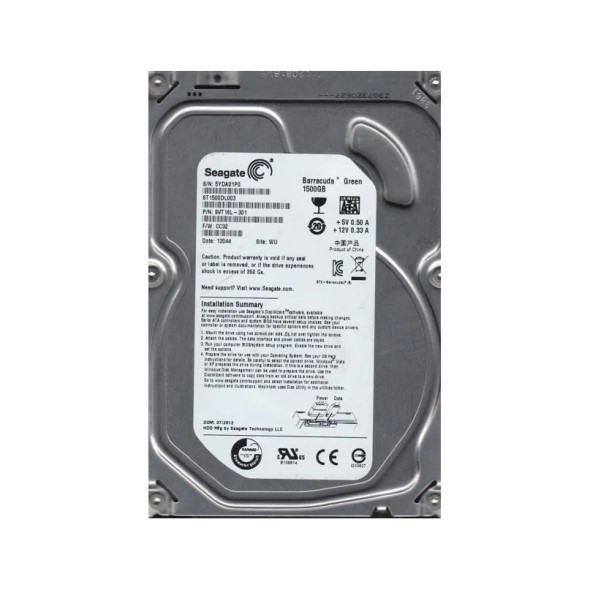 9VT16L-301 - Seagate BarraCuda Green 1.5TB SATA 6Gb/s 5900RPM 64MB Cache 3.5-inch Hard Drive