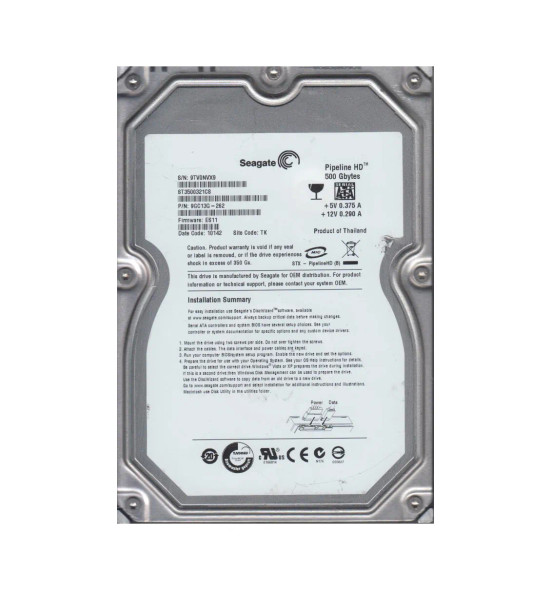 9GC13G-262 - Seagate Pipeline HD 500GB 5900RPM 8MB Cache SATA 3Gb/s 3.5-inch Hard Drive