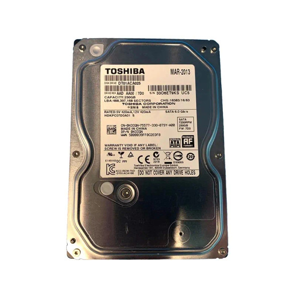 DT01ACA025 - Toshiba 250GB 7200RPM SATA 6Gb/s 32MB Cache 3.5-inch Hard Drive