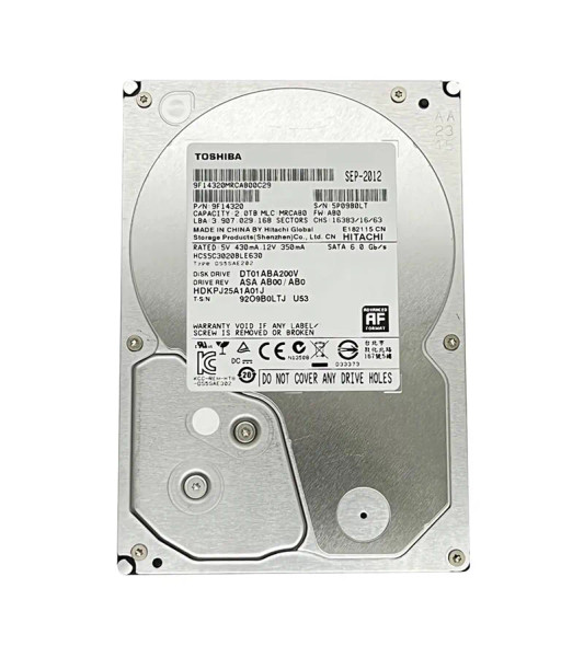 DT01ABA200V - Toshiba 2TB SATA 6Gb/s 5700RPM 32MB Cache 3.5-inch Hard Drive