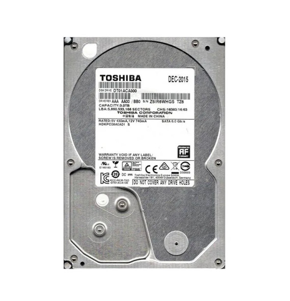 HDKPC08A0A01 - Toshiba 3TB 7200RPM SATA 6Gb/s 3.5-inch Hard Drive