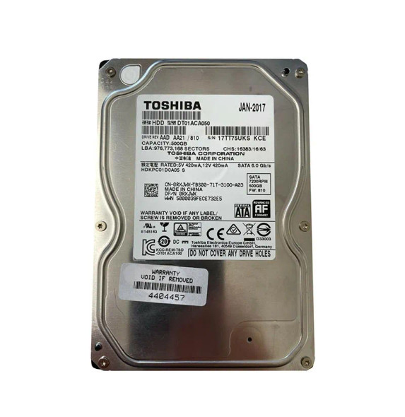 HDKPC01 - Toshiba 500GB 7200RPM SATA 6Gb/s 32MB Cache 3.5-inch Hard Drive