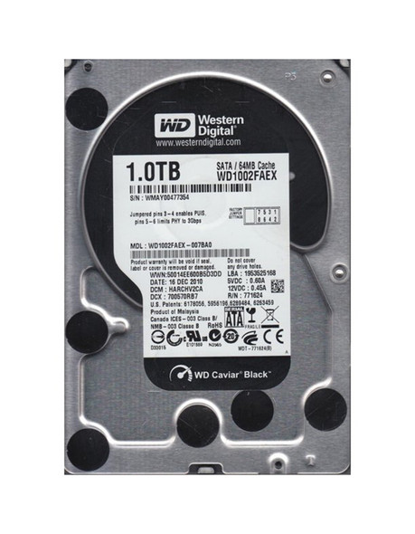 WD1002FAEX - Western Digital 1TB 7200RPM SATA 6Gb/s 64MB Cache 3.5-inch Hard Drive