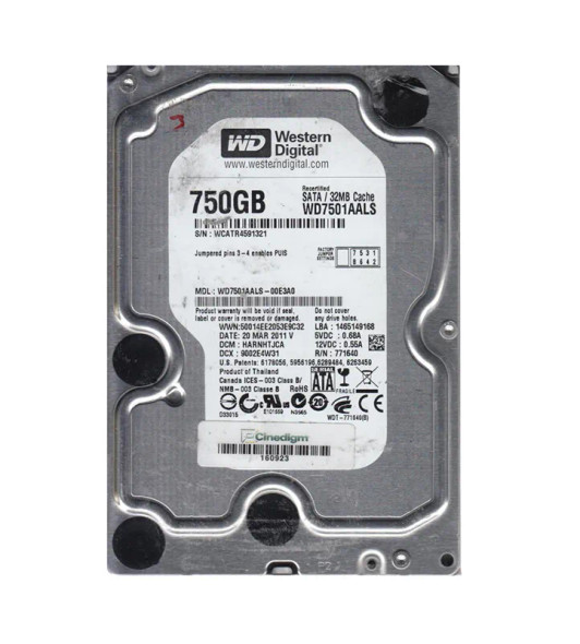 WD7501AALS-00E3A0 - Western Digital 750GB 7200RPM SATA 3Gb/s 32MB Cache 3.5-inch Hard Drive